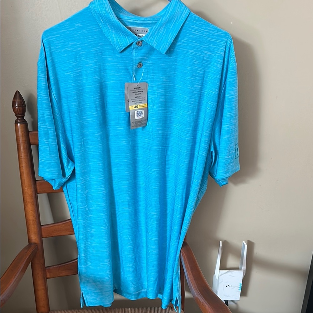 PGA Tour Blue Athletic Polo Shirt